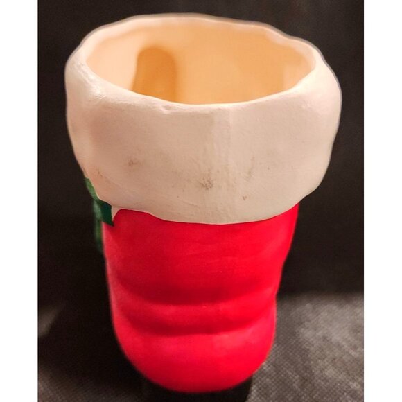Vintage Mcm Santa Claus Boot Ceramic Planter Holiday Decor - Picture 4 of 9